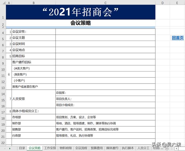 招商會(huì)全套執(zhí)行表格流程和工作進(jìn)度管理，共計(jì)12套表格供大家參考